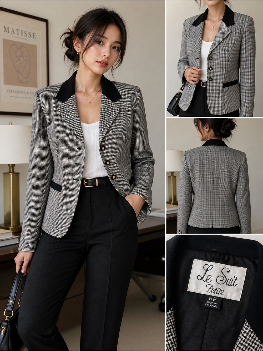 Le Suit Petite Houndstooth Blazer – Classic Office Style